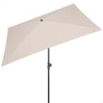 AKTIVE Sombrilla balcón rectangular inclinable 200x125 cm crema UV30 mástil acero Ø28/32 mm