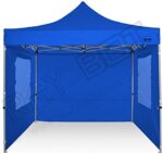 RAY BOT. Carpa Plegable Rápida 3 x 3 m, Estructura de Acero 30 mm, Lona de PVC 350 g/m Impermeable, Laterales con Ventanas Incluidos, Azul