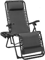 Weida Home Tumbona Plegable Reposapiés Cojín Bandeja Lateral Zero Gravity Gris