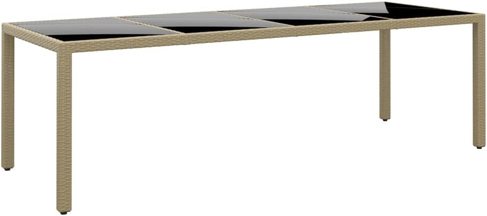 41tfxS+CbyL._AC_SL1024_ vidaXL Mesa de jardín ratán sintético beige superficie vidrio templado 250x100x75 cm - Imagen 1
