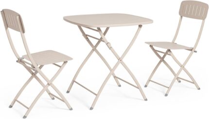 Decor Space Set Bistrot Exterior Acero Pintado 2 Sillas Plegables Champán