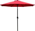 Sunnyglade Sombrilla Terraza 2,7 m (9 ft) Roja con 8 Varillas de Aluminio y Sistema de Manivela e Inclinación
