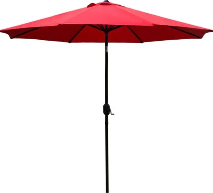 Sunnyglade Sombrilla Terraza 2,7 m (9 ft) Roja con 8 Varillas de Aluminio y Sistema de Manivela e Inclinación
