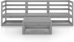 ZEYUAN Salón Jardín 4 Piezas Pino Macizo Modular Cojines 70x70cm Gris - Imagen 4
