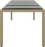 vidaXL Mesa de jardín ratán sintético beige superficie vidrio templado 250x100x75 cm - Imagen 2