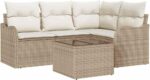 vidaXL Set Sofá Jardín 5 Piezas Polirratán Beige Cojines 4 Personas