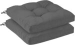 PRIMEPATIO Juego de 2 Cojines para Sillas de Jardín 7 cm Grueso Impermeables con Corbatas 45 x 45 cm Gris Oscuro