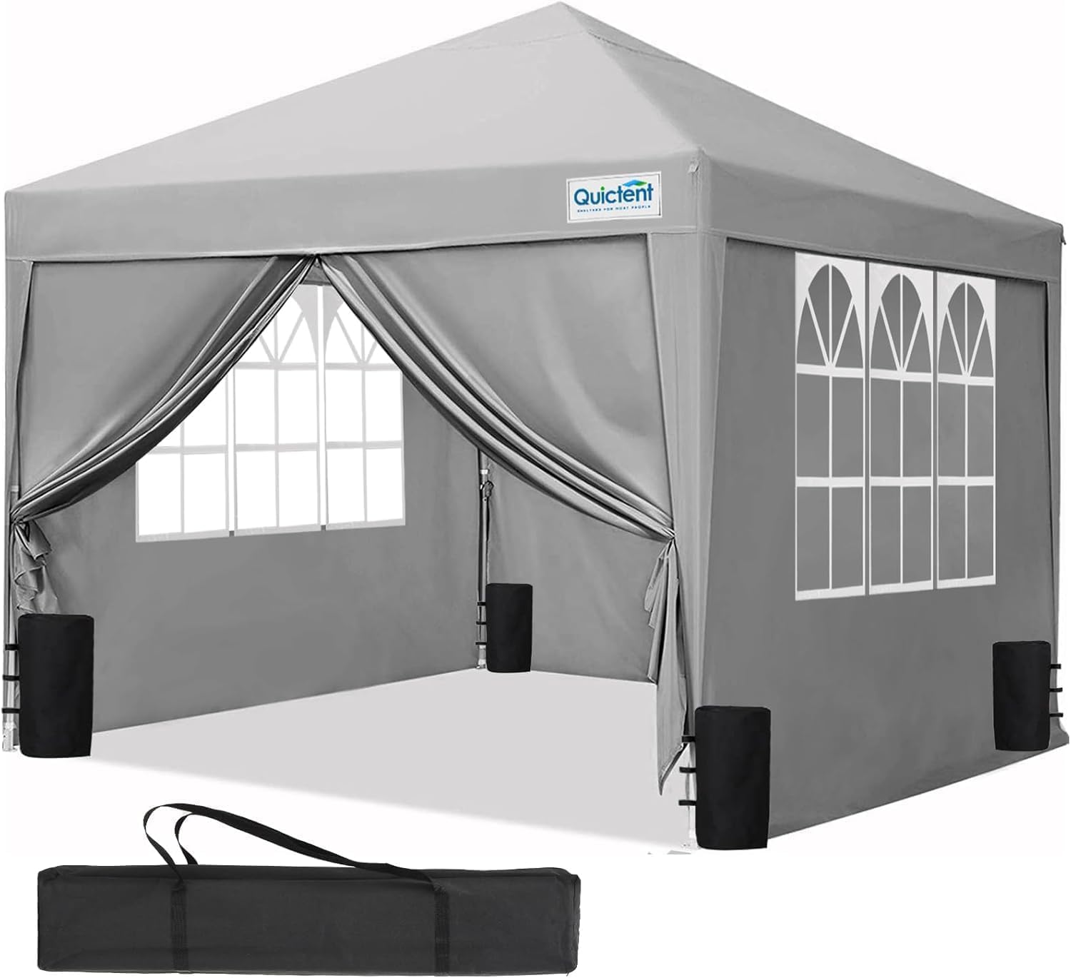 610OMheYNdL._AC_SL1500_ Quictent Cenador Plegable 3x3m (10x10ft) con Paredes Laterales Desmontables, Altura Ajustable, Color Gris - Imagen 1