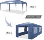 SANHENG Cenador Plegable 3×6 m con Laterales Impermeable, Estructura de Acero con Recubrimiento en Polvo, Azul - Imagen 2