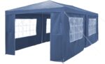 SANHENG Cenador Plegable 3×6 m con Laterales Impermeable, Estructura de Acero con Recubrimiento en Polvo, Azul