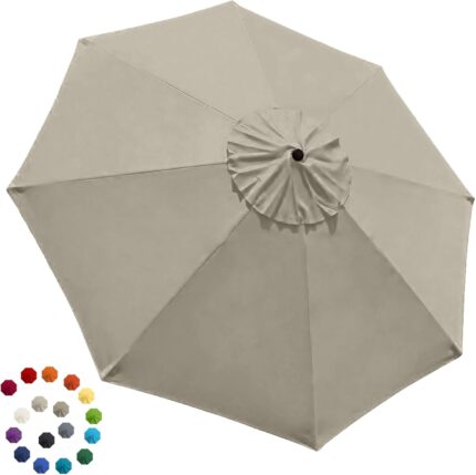 EliteShade Parasol Patio 2.7 m Beige 8 varillas 95% UV Aluminio Acero Viento
