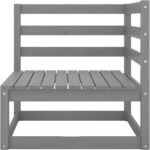 ZEYUAN Salón Jardín 4 Piezas Pino Macizo Modular Cojines 70x70cm Gris - Imagen 2