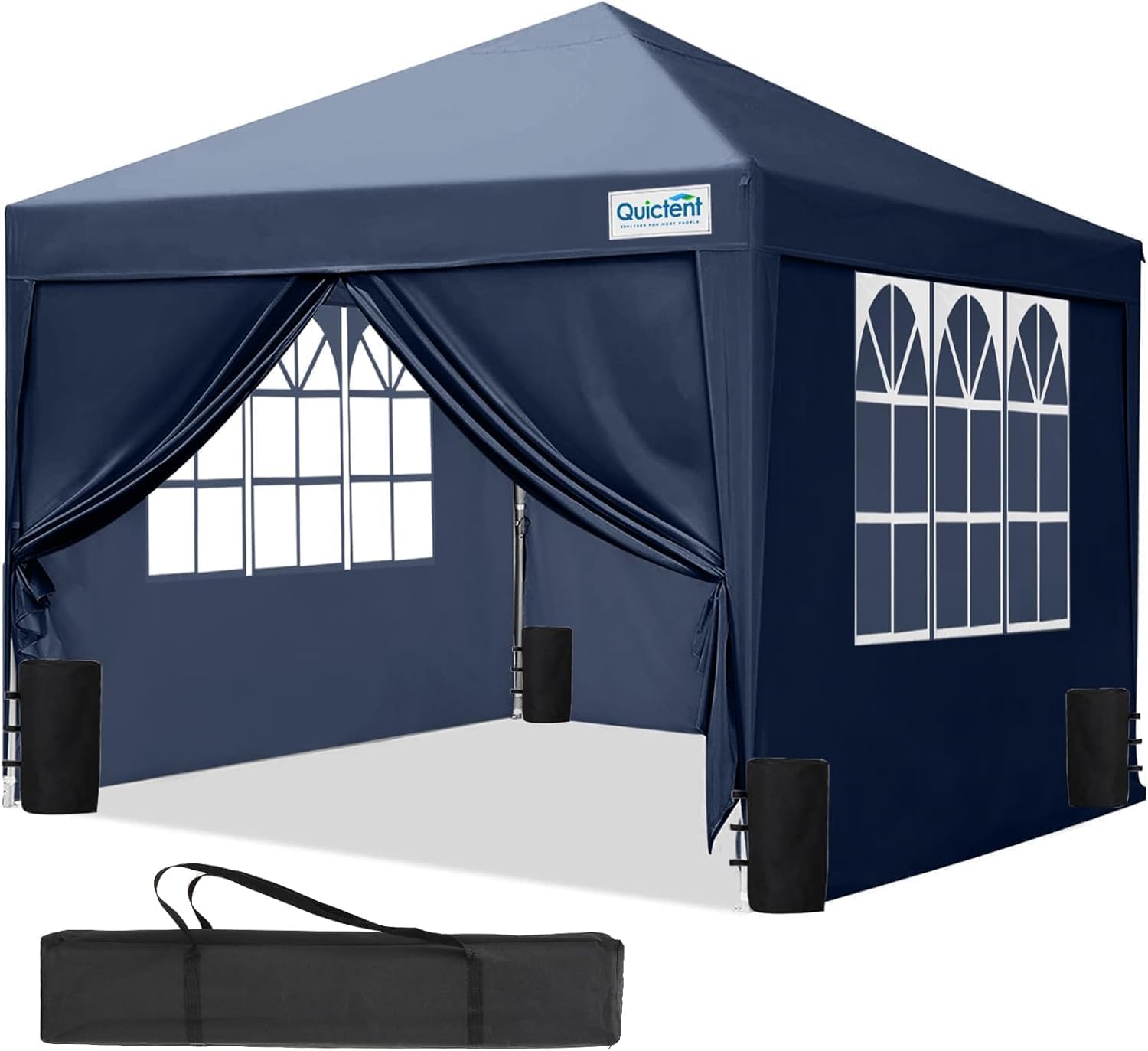 61Qg35oAbAL._AC_SL1500_ Quictent Carpa Plegable 3x3m (10x10ft) con Paredes Laterales Desmontables, Altura Ajustable, Azul Marino - Imagen 1