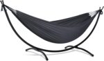SUNCREAT Hamaca Portátil con Soporte Plegable Gris Oscuro 2-3 Personas 215 kg Acero