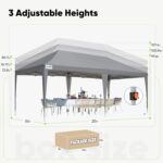 Quictent Cenador Plegable 3×6 m con Laterales Desmontables, Gris Oscuro, Altura Ajustable 2,57–2,77 m, Lona Oxford 210D Impermeable UPF 50+ - Imagen 2