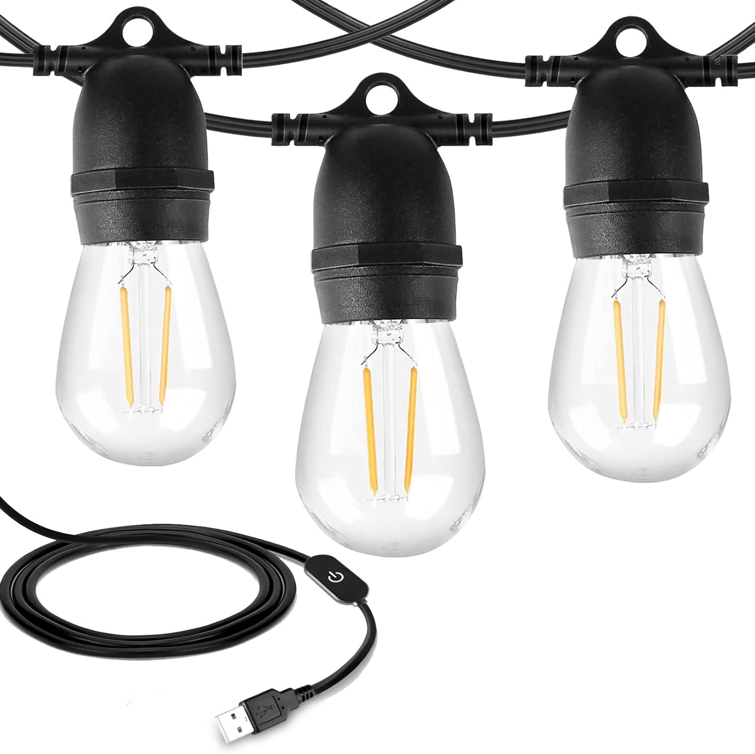 61UpP1eHZeL._AC_SL1500_ LangPlus Guirnalda USB Exterior 24.6ft 10 Bombillas S14 Irrompibles 2700K - Imagen 1