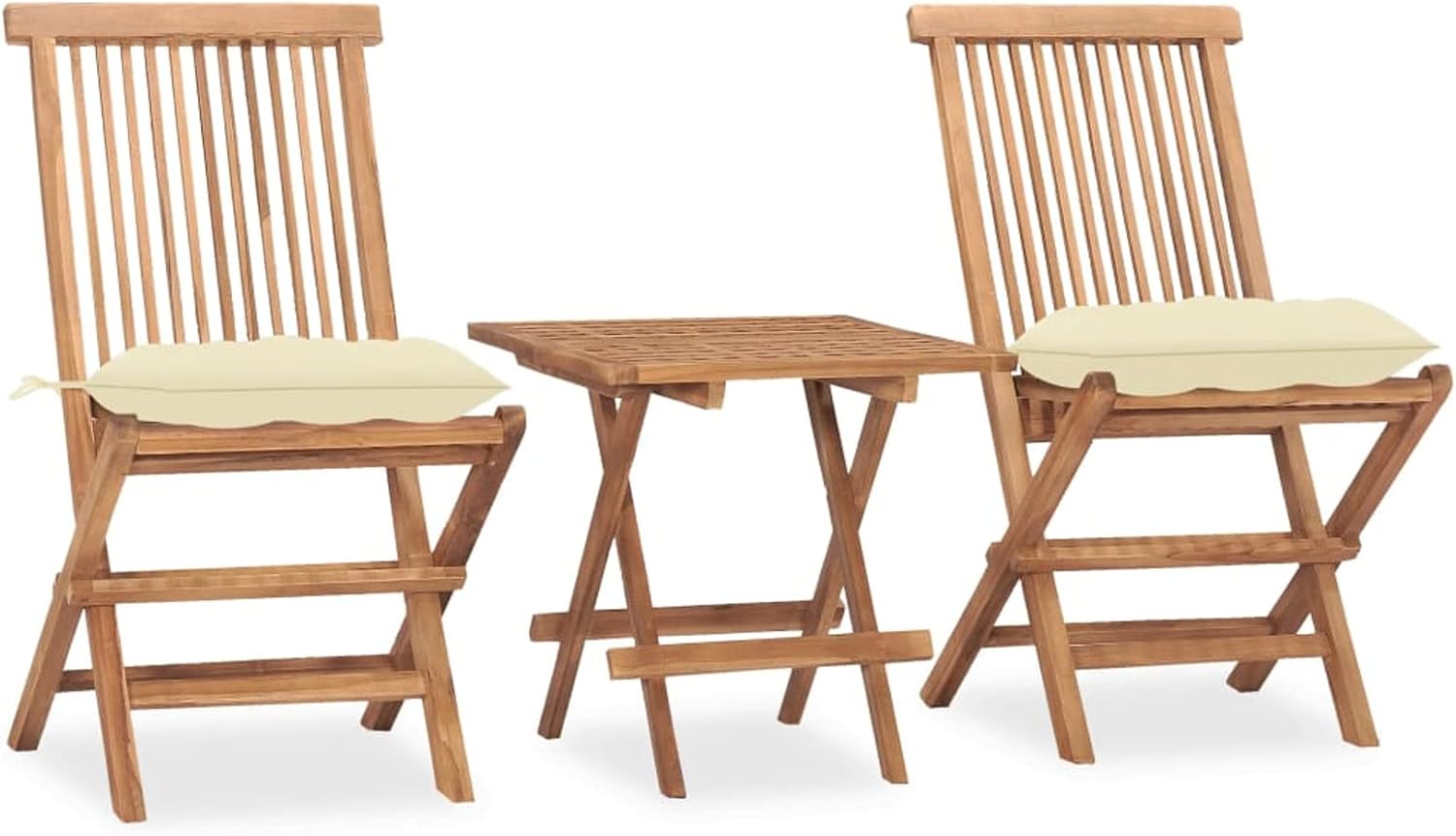 61X7+1NW3nL._AC_SL1500_ Juroupi Set Jardín Plegable 3 Piezas Teak Madera con Cojines y Mesa Plegable - Imagen 1