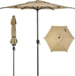 Abba Patio Lyon Sombrilla Terraza 7.5/9/11 pies con Manivela e Inclinación, 6/8/8 Varillas, Protección UV 50+, Poliéster 100% (Beige Tan, 7.5 pies)