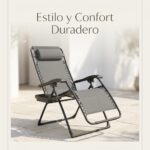 Weida Home Tumbona Plegable Reposapiés Cojín Bandeja Lateral Zero Gravity Gris - Imagen 2