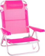 LOLAhome Silla Playa Plegable 4 Posiciones Cojín Aluminio Textileno Azul Rosa