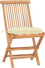 Juroupi Set Jardín Plegable 3 Piezas Teak Madera con Cojines y Mesa Plegable - Imagen 4