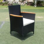 KCUZO Set Comedor Exterior Mimbre 7 Piezas con Mesa de Madera de Acacia y 6 Sillas - Imagen 2