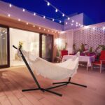 Campingwise Hamaca con Soporte 200×150 cm Algodón Beige, Ajustable y Plegable con Bolsa - Imagen 2