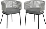 Outsunny Juego 2 Sillones Jardín Cuerda Resina Cojines Extraíbles Gris Acero