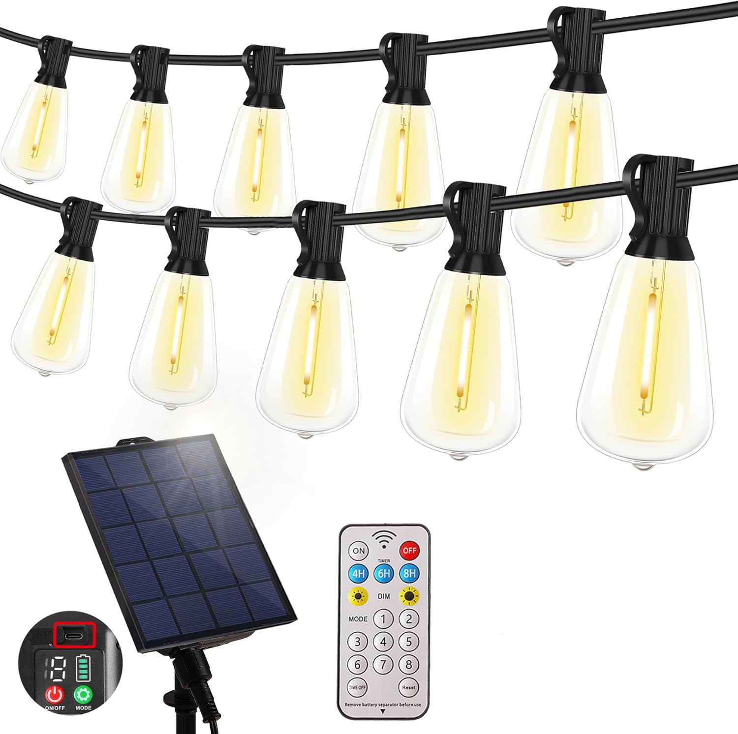 71ILsLLHipL._AC_SL1500_ YOSION Guirnalda Luces LED Exterior 72ft 20 Bombillas USB-C IP65 Mando 2700K - Imagen 1