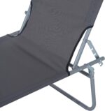 Outsunny Tumbona Plegable 187x58cm 4 Posiciones Reposacabezas Toldo Gris Oxford - Imagen 2