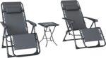 Outsunny Set 2 Tumbonas Zero Gravity Mesa Portavasos Gris