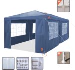 SANHENG Cenador Plegable 3×6 m con Laterales Impermeable, Estructura de Acero con Recubrimiento en Polvo, Azul - Imagen 3