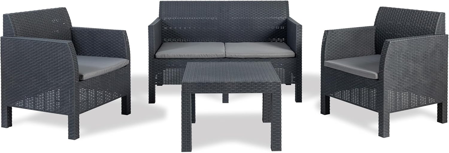 71SfHfvFqPL._AC_SL1500_ Toomax Matilde Set salón jardín 4 plazas antracita ratán polipropileno con cojines - Imagen 1