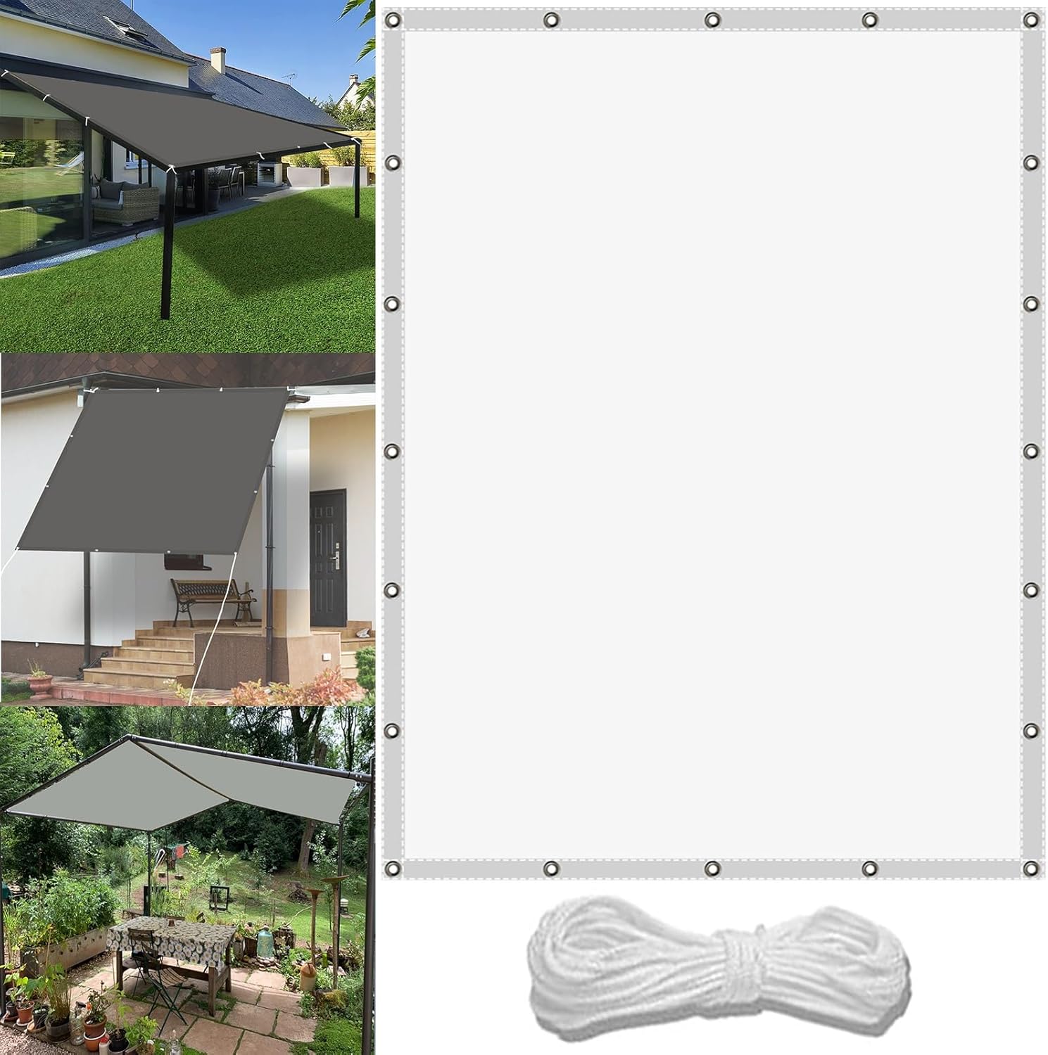 71W7qbcucCL._AC_SL1500_ LWJSOCP Vela de Sombrilla Rectangular Impermeable 0,7x3,4 m Blanca UV Poliéster 180g - Imagen 1
