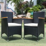 KCUZO Set Comedor Exterior Mimbre 7 Piezas con Mesa de Madera de Acacia y 6 Sillas - Imagen 3