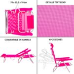 LOLAhome Silla Playa Plegable 4 Posiciones Cojín Aluminio Textileno Azul Rosa - Imagen 3