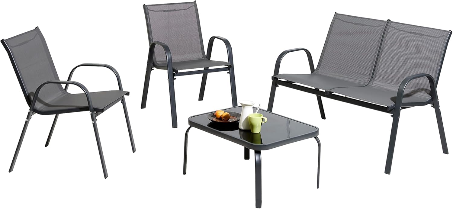 71mTeWqic4L._AC_SL1500_ Genérico Set Comedor Jardín 4 Personas Mesa y Sillas Plegables Negro/Blanco - Imagen 1