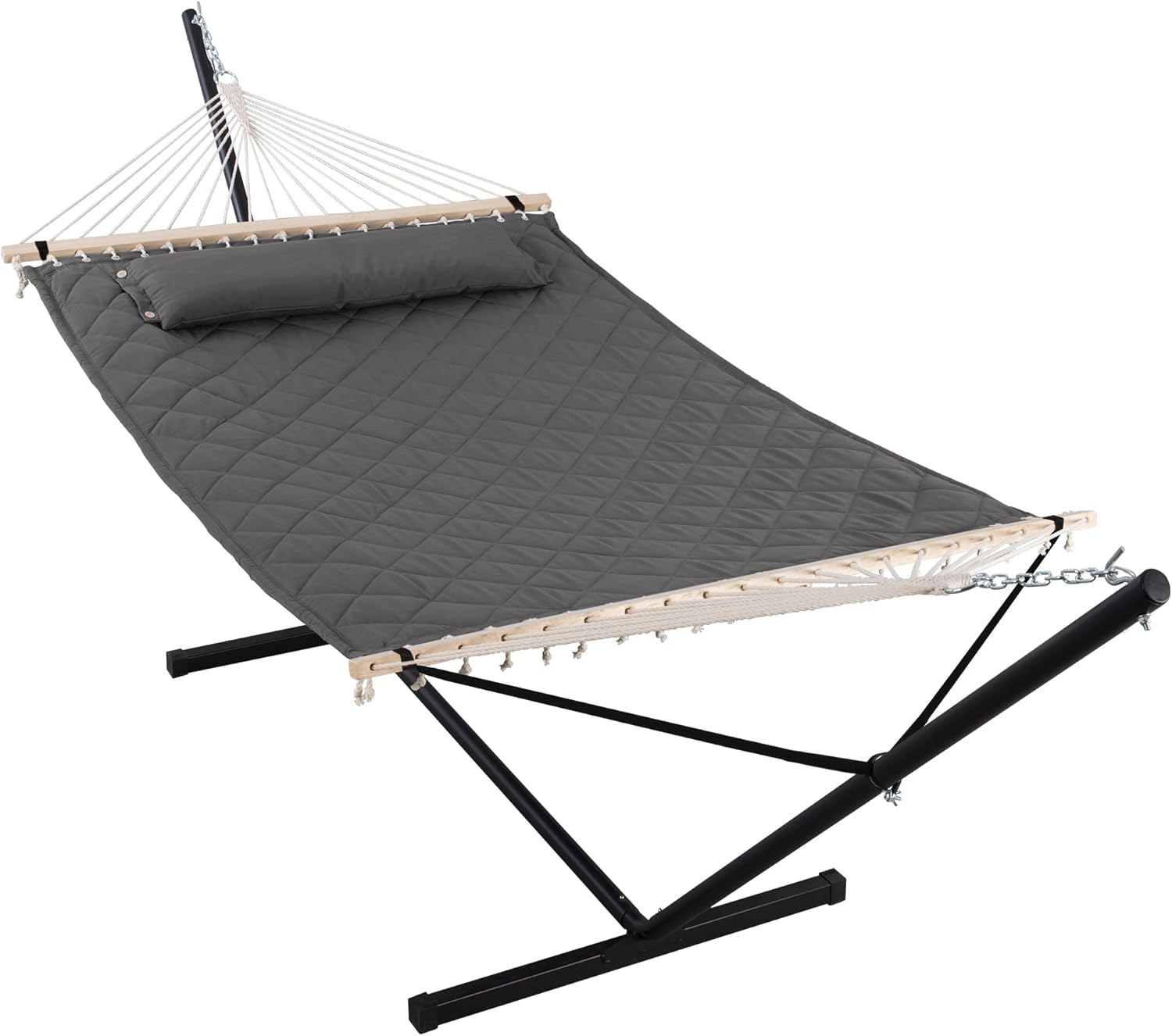 71mwemv1E0L._AC_SL1500_ ANOW Hamaca Doble con Soporte 12FT de Acero, 450 lbs, Gris - Imagen 1