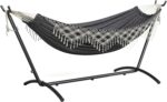 Mondeer Hamaca Doble Portátil 2 Personas con Soporte Acero, Estilo Bohemio, Regulable, 270 kg, Gris