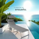 tectake Tumbona Plegable Jardín 6 Posiciones Reposacabezas Parasol Gris - Imagen 2