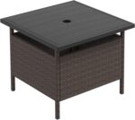 Giantex Mesa Sombrilla Exterior 55,9 cm Agujero 5 cm Ratán PE HDPE Acero