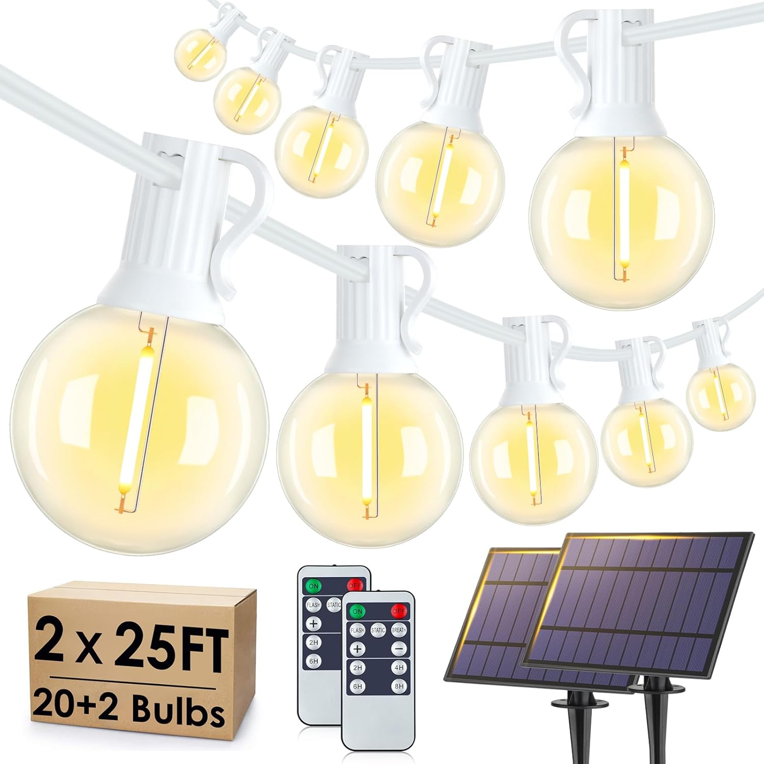 71uW2kc-UBL._AC_SL1500_ Larkvue Guirnalda Solar 2x25ft 22 Bombillas G40 IP65 Mando 2700K - Imagen 1