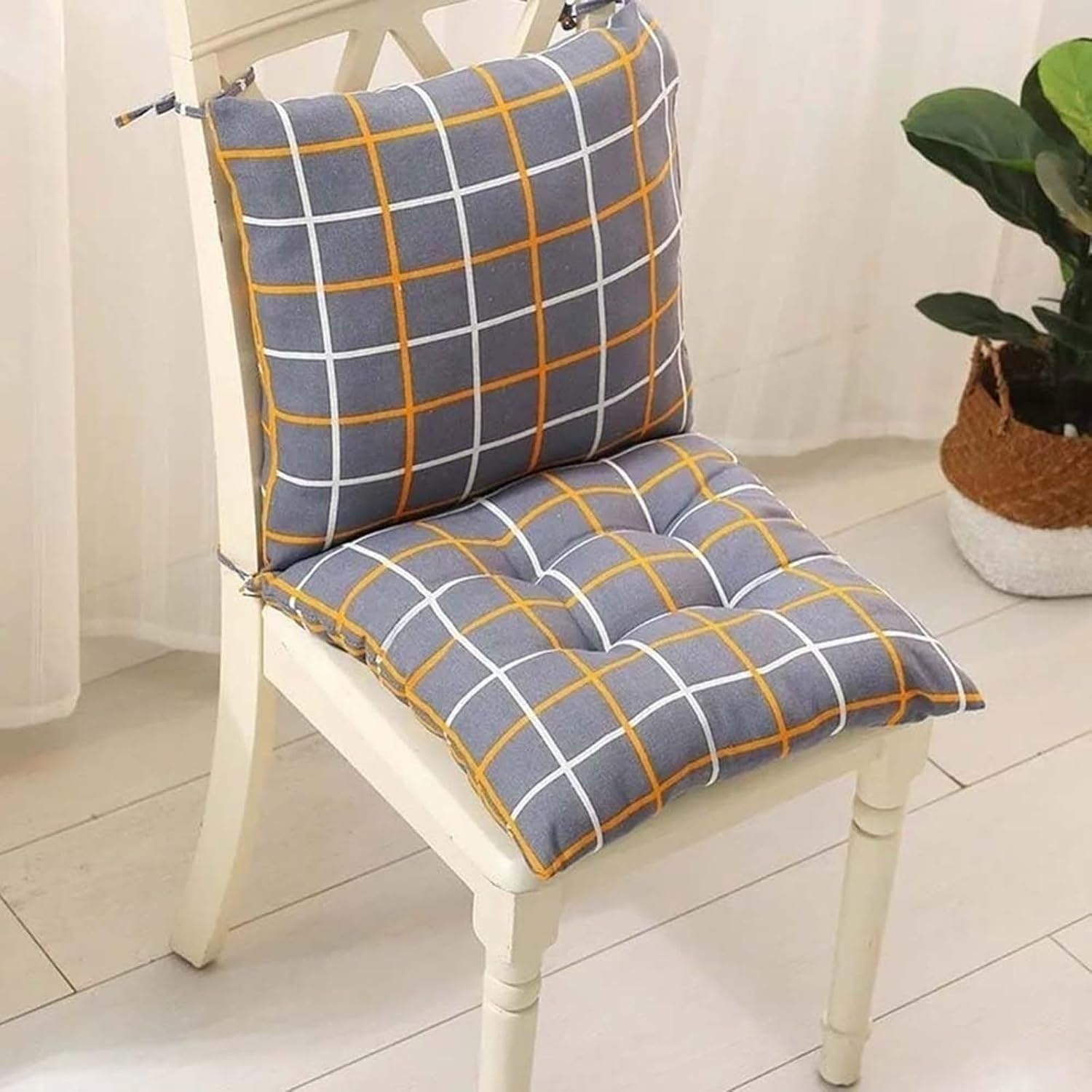 71xUNdgqmGL._AC_SL1500_ Tesosy Pack 2 Cojines Silla Exterior 40x40cm Correas Antideslizantes Marrón - Imagen 1