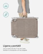 SONGMICS Tumbona Plegable 193cm 150kg Parasol Respaldo 4 Posiciones Topo - Imagen 3