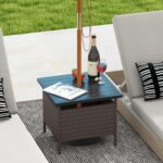 Giantex Mesa Sombrilla Exterior 55,9 cm Agujero 5 cm Ratán PE HDPE Acero - Imagen 2