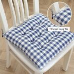 SBTXHJWCGLD Juego de 4 Cojines para Sillas de Comedor a Cuadros Azules y Blancos, con Lazos y Relleno de Algodón, para Cocina, Patio, Exterior (40x40 cm) - Imagen 4