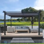 Pérgola Aluminio 3.99x3m Toldo Retráctil Gris 130kg Resistente Patio - Imagen 4