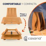 Casaria Set 2 Mecedoras Tumbona Acacia FSC 160kg Plegable Marrón - Imagen 2