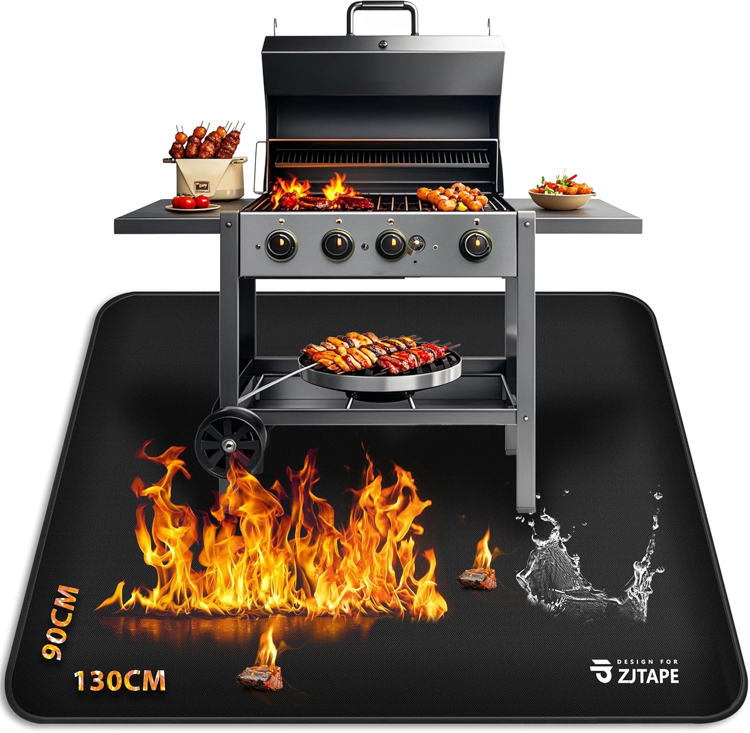 913cDE2pNJL._AC_SL1500_ Base Ignífuga Barbacoa Gas 130x90cm Alfombrilla Protectora Suelo Plegable - Imagen 1