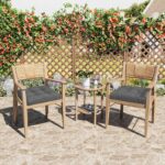 PRIMEPATIO Juego de 2 Cojines para Sillas de Jardín 7 cm Grueso Impermeables con Corbatas 45 x 45 cm Gris Oscuro - Imagen 3